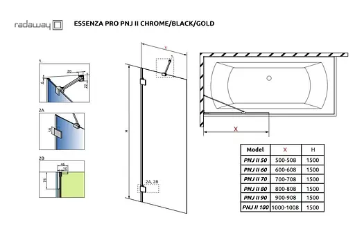 Шторка для ванни Radaway Essenza Pro PNJ 90 см Black 10101090-54-01 - фото 2