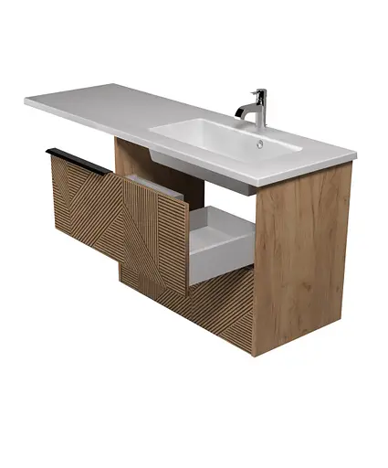 Тумба Мойдодир Cubic 80-A Adam 140 R підвісна з крилом над пральною машиною - фото 2