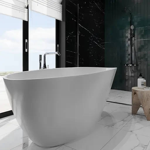 Ванна отдельностоящая глянцевая Amdcon Santorn 166x78 из литого камня SANTORN_166_HL Белый - фото 6