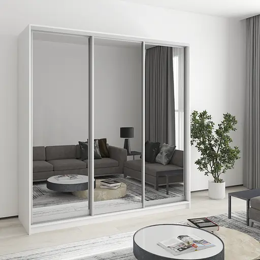 Шафа-купе тридверна MebelStar Комбо AL 3 Дзеркала 200x60x210 см Аляска білий (MBS-3384)