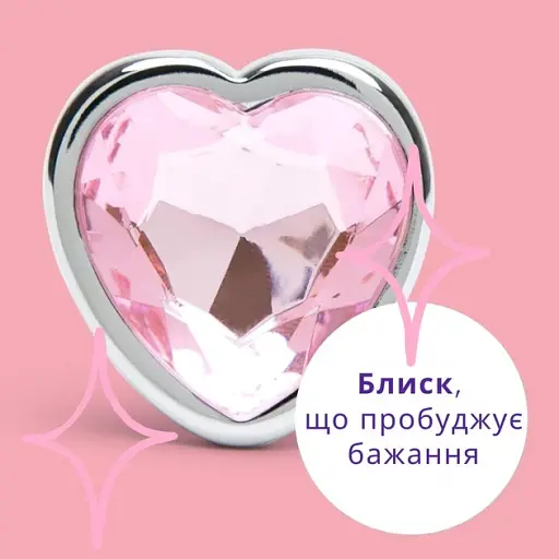 Металева анальна пробка I’MCUM Crystal Heart Розмір M з рожевим кристалом (IM-KGS005_M) - фото 8