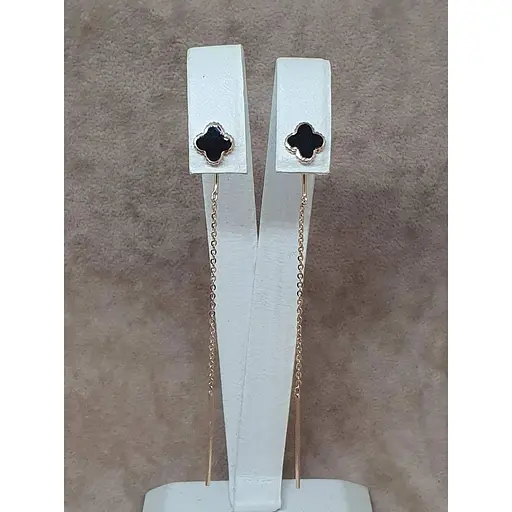 Золоті сережки-протягання Tango Конюшина з емаллю. 400292Е - фото 3