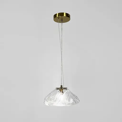 Скляний прозорий підвіс з легкими вигинами у латунному корпусі Ø 25 см | Line F | Арт. MJ82-250 AB+CL - фото 4