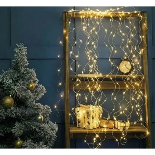 Новогодняя конусная гирлянда 3 м 20 нитей 600 LED лампочек Теплый белый - фото 1