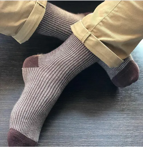 Носки с принтом цветные полосы высокие бесшовные воздухопроницаемые качественные ORGANIC cotton JILL ANTONY Коричневый, 39-41 - фото 2