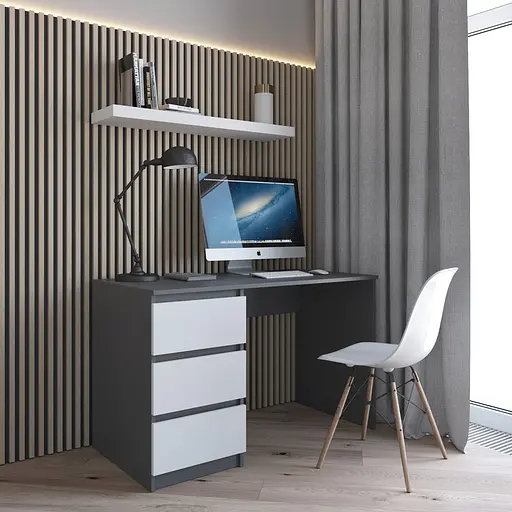 Комп’ютерний стіл Vays R-13, письмовий з тумбою зліва, 3 шухляди, без ручок, ЛДСП, 120×60×75 см - для дому та офісу - фото 6