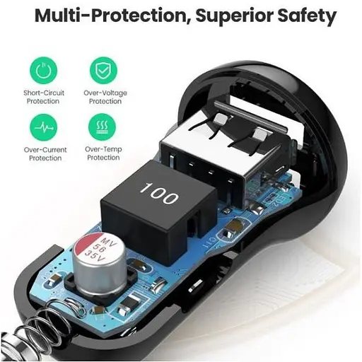 Автомобильное зарядное устройство для Ugreen ED018 24W 2xUSB Charger черный - фото 4