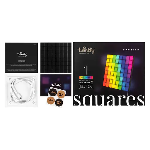 Twinkly Панель Smart LED Twinkly Squares 1 Starter RGB IP20 16х16см USB-C чорний без БЖ - фото 9
