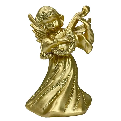 Новорічна підвіска MIS LT Янгол з бандурою великий 6х4,5х10 см золотий - фото 1