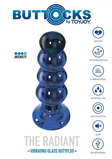 Анальна пробка Radiant Glass Buttplug 11.5 см (синій) - фото 8