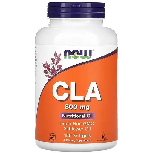 Сафлорова олія NOW CLA 800 mg, 180 капсул для зниження жирових відкладень - фото 1