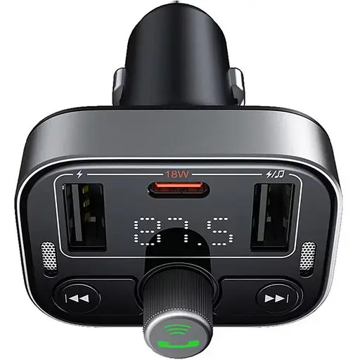 АЗП FM модулятор Baseus S-09 Pro Series 18W (2USB-A/1C) (C10762200113) Cluster Black - фото 2