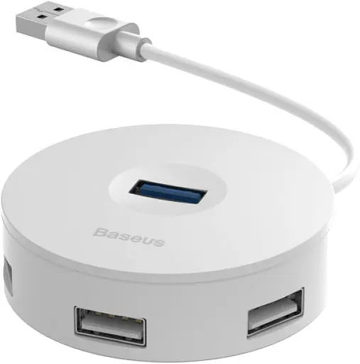 Usb розгалужувач - перехідник Baseus Round Box Hub Adapter (Type-C to Usb3.0x1 + Usb2.0x3) білий - фото 2