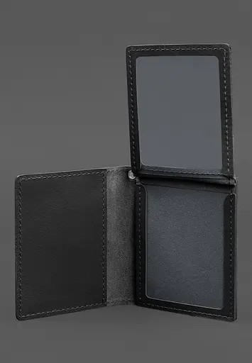 Кожаная обложка для удостоверения офицера ГНСУ (три кармана) черная - фото 6