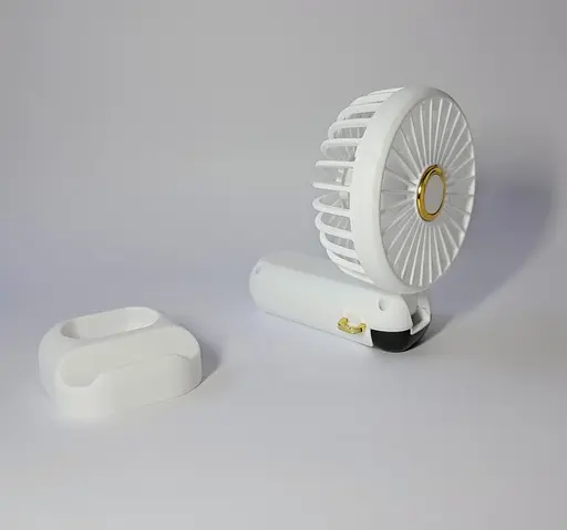 Портативный ручной вентилятор JX-995 на аккумуляторе 500mAh с ручкой мини ветродуйка 2Вт 70мм Белый - фото 2