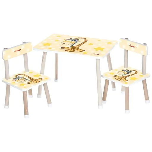 Детский столик Bambi M 501-17 деревянный с рисунком жирафа и двумя стульчиками