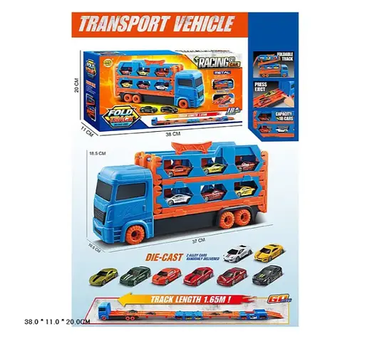 Трейлер із розкладною дорогою МН-156 ігровий трек з 2 машинками - фото 4