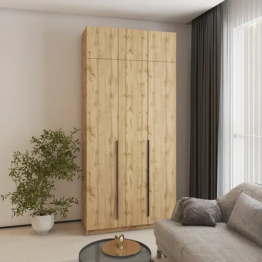 Шафа 3-дверна з антресоллю MebelStar Оскар ДСП BL-B, додаткова штанга 120x52x260 см Дуб тахо (MBS-4888) - фото 1