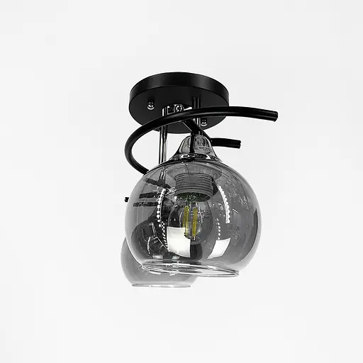 Сучасна люстра в чорному корпусі на 2 графітових плафони | Арт. 11585/2D | Line F - фото 7