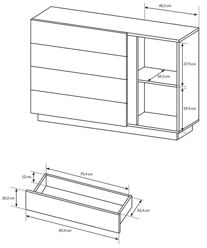 Комод Perfect Home Арко / Arco 1-дверный с 4 ящиками 1D4S/138 Белый глянец/дуб грандсон (PFH-091044) - фото 5