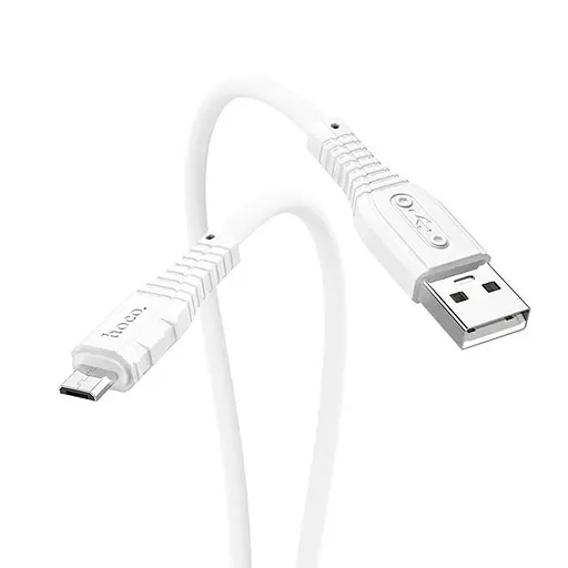 Кабель эластичный силиконовый Hoco X67 Nano silicone charging Micro USB cable 1 м белый - фото 1
