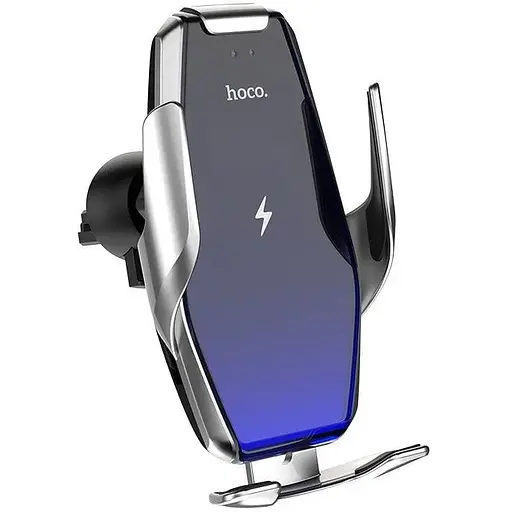 Холдер Hoco S14 Surpass automatic induction wireless charging car holder Серебристый - фото 1