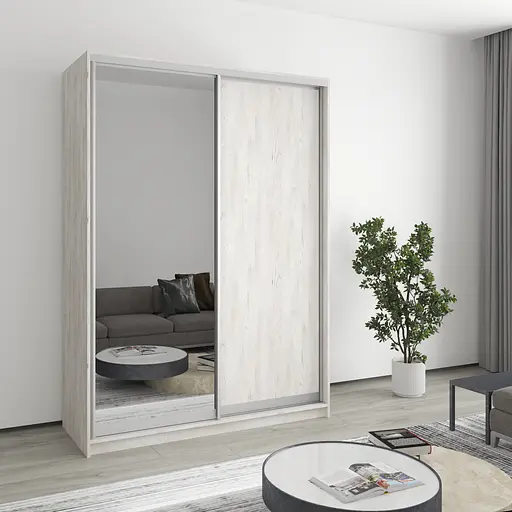 Шафа-купе дводверна MebelStar Стандарт AL ДСП/Дзеркало 150x45x210 см Аляска сірий (MBS-2401)