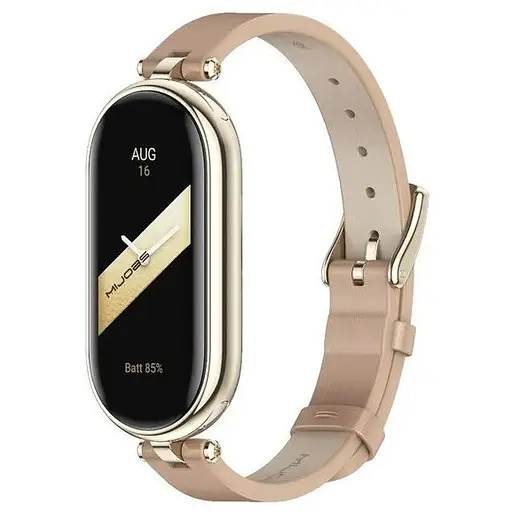 Шкіряний ремінець MiJobs для фітнес-браслета Xiaomi Mi Band 8 і 9 Type A бежевий