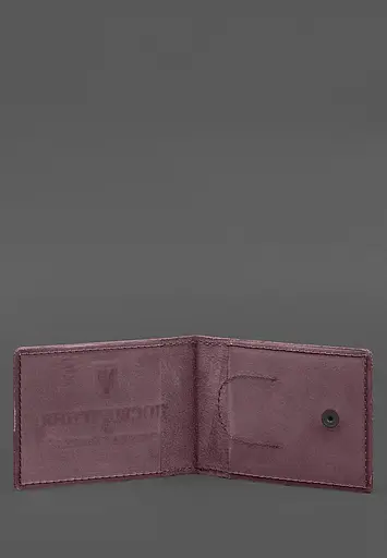 Кожаная обложка для удостоверения участника боевых действий с карманом для жетона бордовая Crazy Horse - фото 3