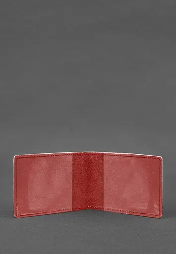 Универсальная кожаная обложка для удостоверения красная - фото 3