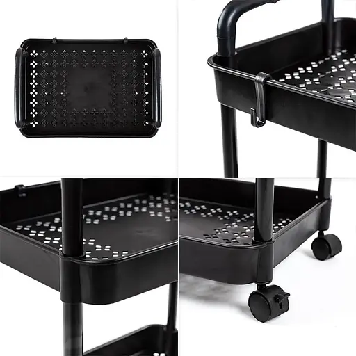 Этажерка Wall Sticker SW-00002108 мобильная четырехъярусная универсальная пластиковая 41х25х101 см черная - фото 5