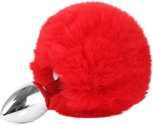 Анальна пробка класична металева з хвостиком 7,5 см BunnyTail Червона - фото 1