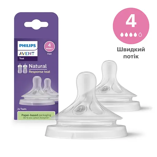 Соска силиконовая Philips AVENT Natural Быстрый поток от 3 мес. 2 шт. (SCY964/02)
