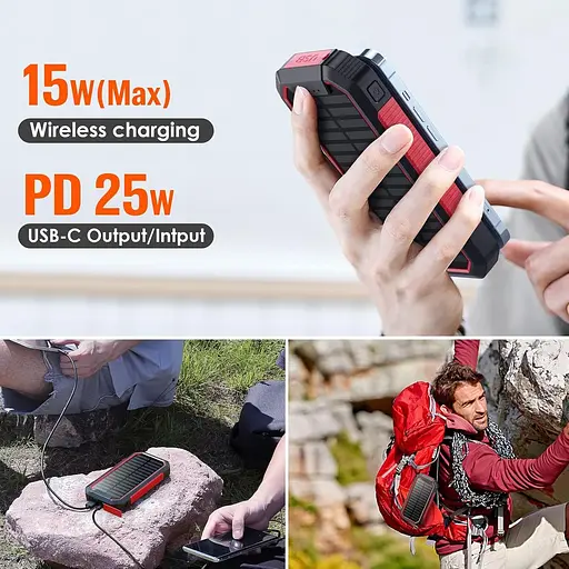 Портативное зарядное устройство PD HETP Solar Wireless Power Bank, 26800 мА·ч 25 Вт - фото 7