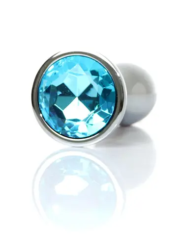 Анальная пробка Jewellery Silver Plug Clear L 10.5 см (голубой) - фото 3