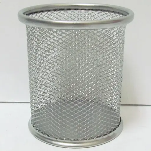 Подставка для ручек металлическая Сетка, 9.8x8 см, серебристая