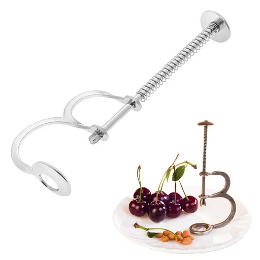 Отделитель косточек вишни инструмент для удаления вишневой косточки из нержавеющей стали, Kitchen Master Серый 83063 - фото 2