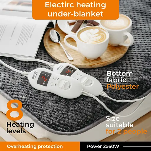 Електропростирадло Camry CR 7417 з таймером двоспальне 2х60 Вт 150x160 8 рівнів нагріву автовимк - фото 5