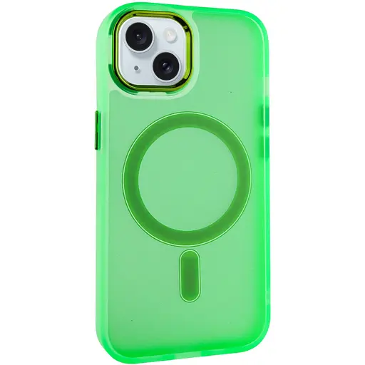 Чехол Epik TPU+PC Lily with MagSafe для Apple iPhone 14, 6.1 Neon Green - фото 1