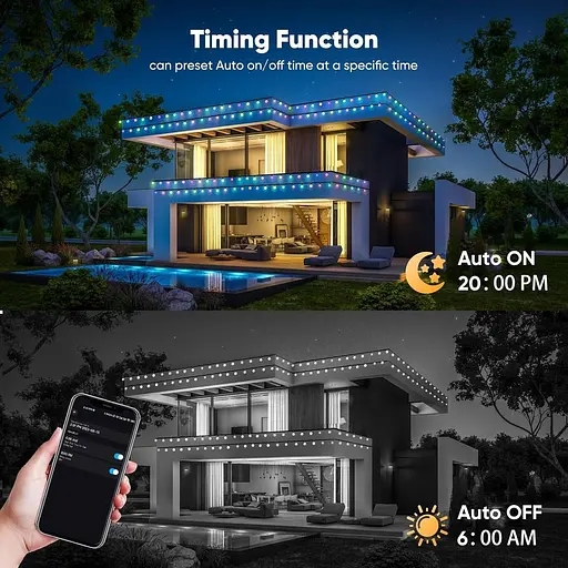 Зовнішні гірлянди Aomdom, 100 футів/30 м 50 світлодіодних гірлянд для приміщень із дистанційним керуванням і застосунком, таймер - фото 4