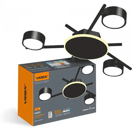 Світильник Videx під лампу 3xGX53 накладний з підсвіткою чорний VL-SPF20B-BB - фото 1