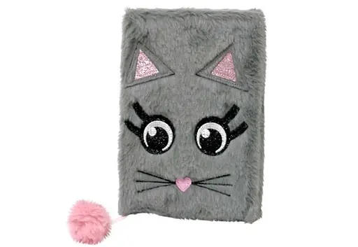 Блокнот хутряний Котик з помпончиком 5246, А5, 80 аркушів, клітинка