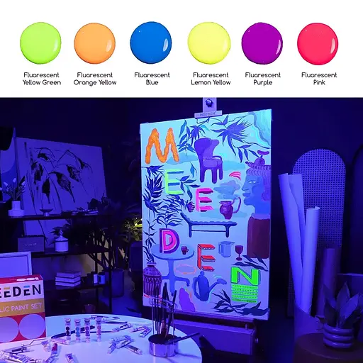 Набор жидких акриловых красок Fluid Fluorescent 6×60 мл MEEDEN - фото 5