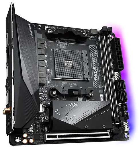Материнская плата Gigabyte B550I Aorus Pro AX (B550I AORUS PRO AX) (Socket AM4, AMD B550, Mini-ITX) - фото 2