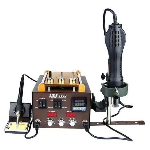 Паяльная станция Aida 939D со встроенным вакуумным сепаратором 9" (20 x 11 см), фен, паяльник, третья рука - фото 8