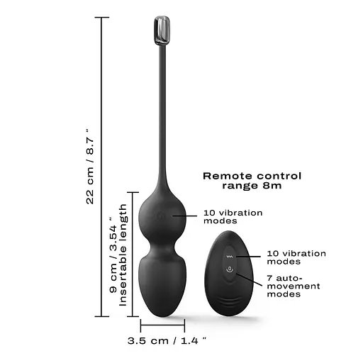 Вагинальные шарики Dorcel Love Balls Black, вибрации и движения внутреннего шарика, пульт ДУ - фото 5