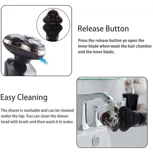 Бритва електрична на 3 плаваючі головки DSP 60017 Роторна Електробритва чоловіча для вологого та сухого гоління - фото 7