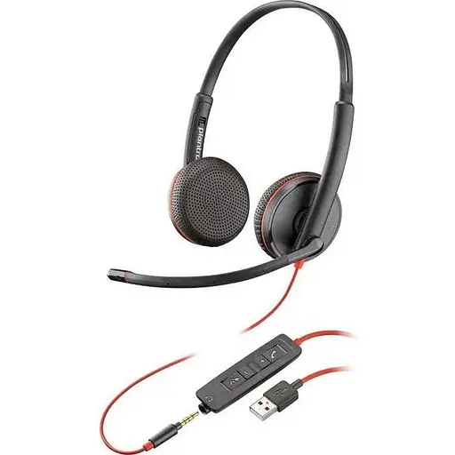 Компьютерная гарнитура Poly On-ear Blackwire 3225 HS USB-A 3.5 мм всенаправленная черная