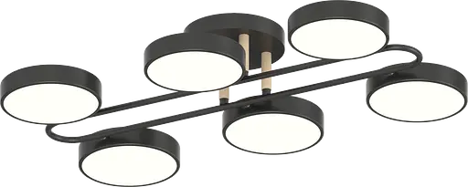 Люстра VALESO XI3322-6 чёрный+дерево