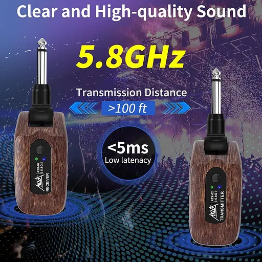 Бездротова гітарна система з передавачем і приймачем AKLOT 5,8 ГГц, вбудований літієвий акумулятор - фото 3